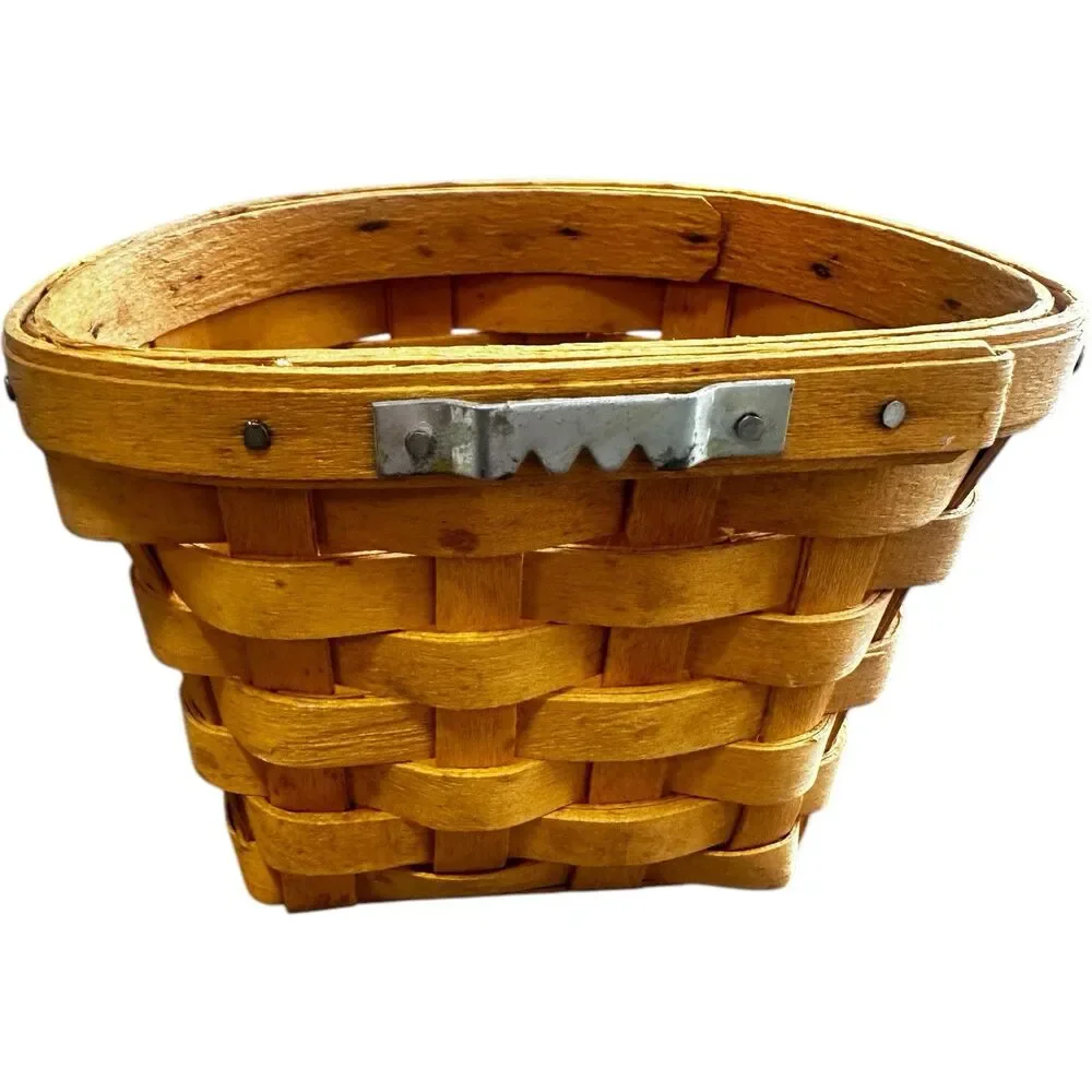 Longaberger 1998 Small 3.5” Wall Pocket Oregano Handmade Basket W/Bracket Hanger